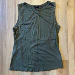 Forever 21 Olive Tank Top with Studded Details